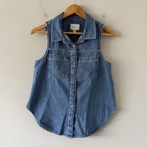 American Eagle Denim Button Up Womens XS Cowgirl Cottage Farm Boho Prairie‎ Blue